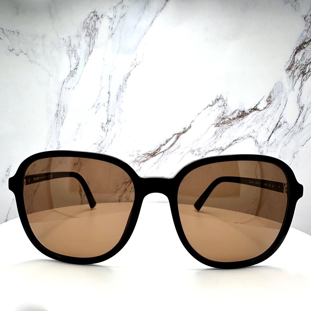 New MIU MIU Sunglasses MU B01S 16K90Q Black Brown Lens Oversized Pillow Square - Picture 4 of 16